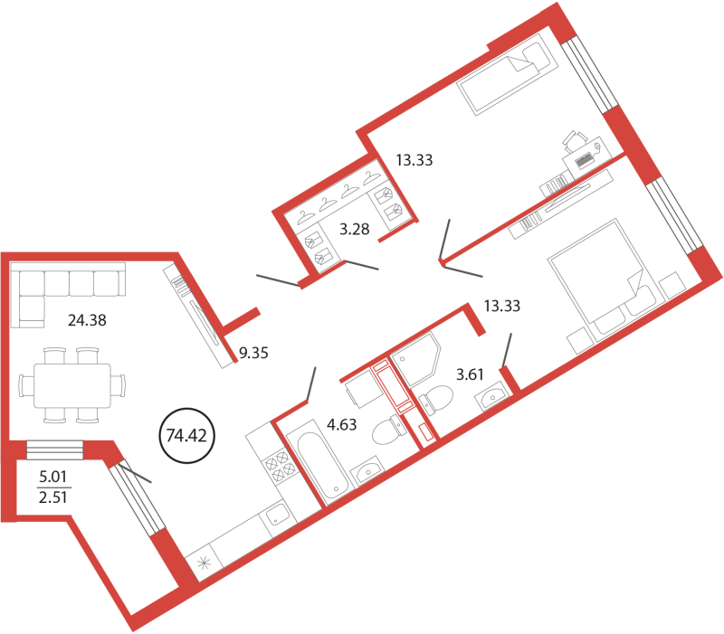 Продажа 2-комнатной новостройки, Бугры, Дорога в Мурино