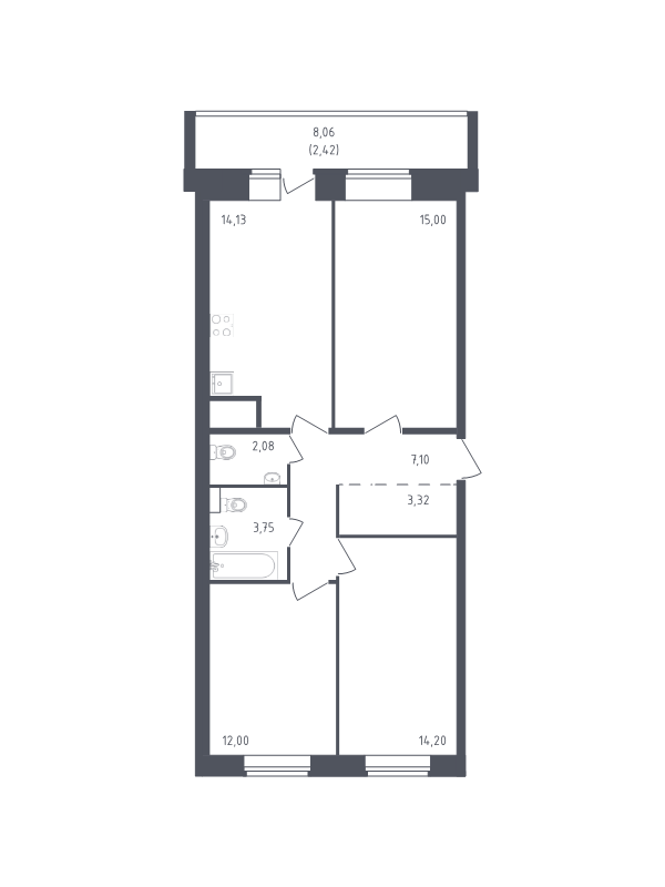 Продажа 3-комнатной новостройки, Санкт-Петербург, Славянская ул.