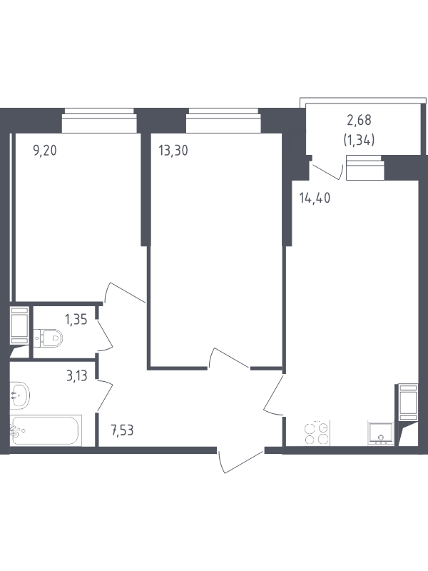 Продажа 2-комнатной новостройки, Санкт-Петербург, Славянская ул.