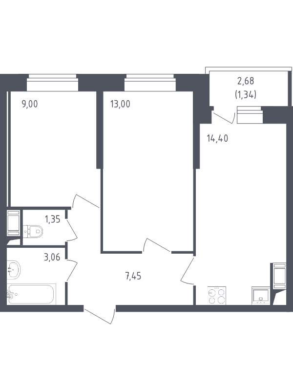 Продажа 2-комнатной новостройки, Санкт-Петербург, Славянская ул.