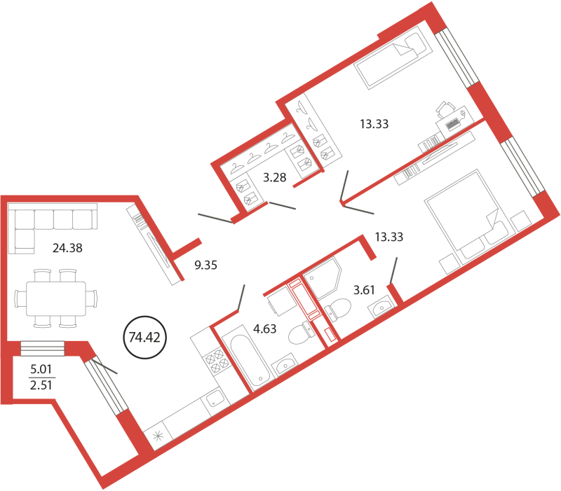 Продажа 2-комнатной новостройки, Бугры, Дорога в Мурино