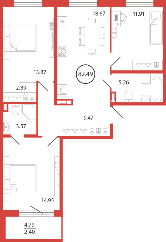 Продажа 3-комнатной новостройки, Бугры, Дорога в Мурино