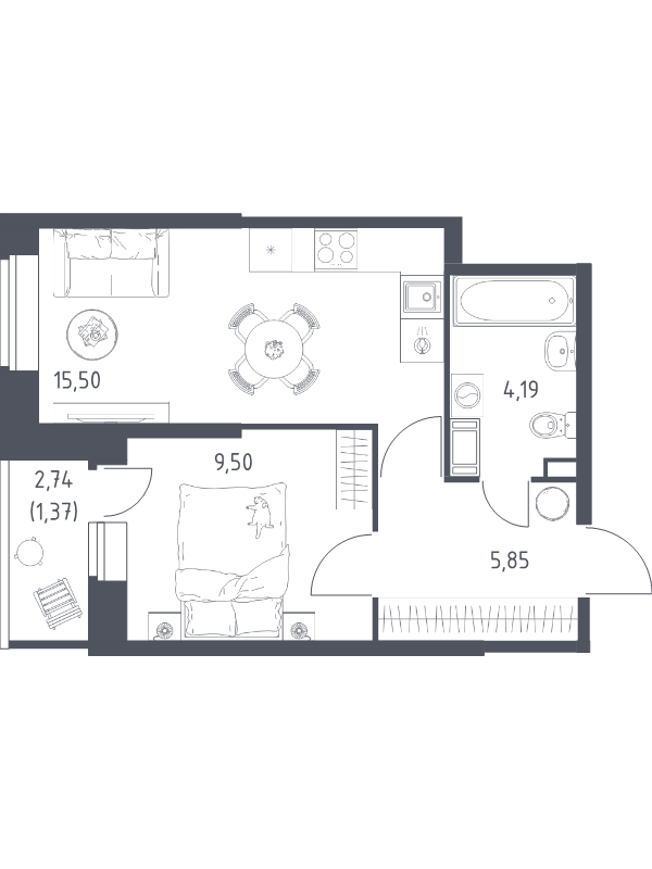 Продажа 1-комнатной новостройки, Санкт-Петербург, Славянская ул.