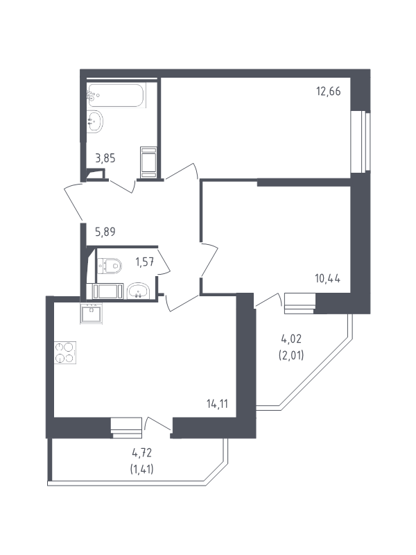 Продажа 2-комнатной новостройки, Санкт-Петербург, Славянская ул.