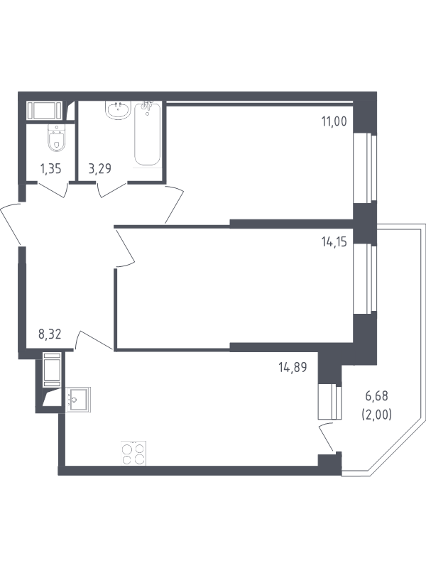 Продажа 2-комнатной новостройки, Санкт-Петербург, Славянская ул.